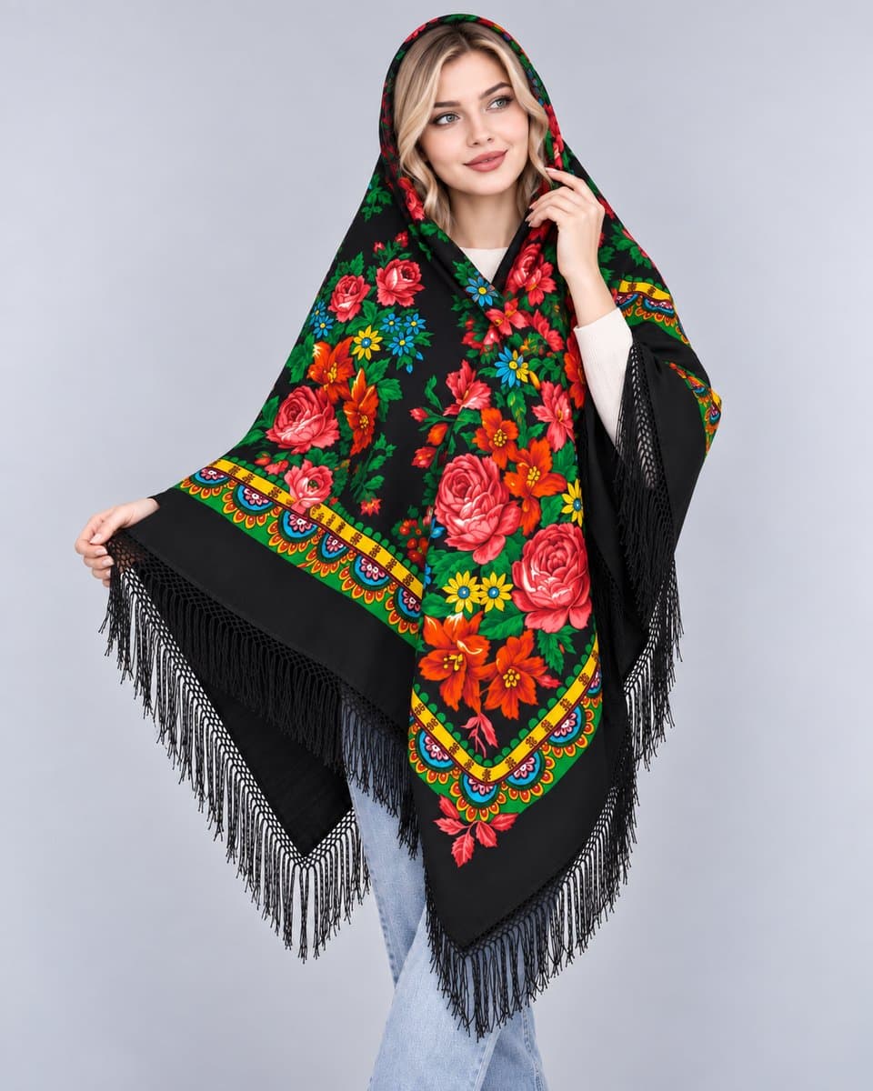 روسری ترکمنی پشمی اصیل