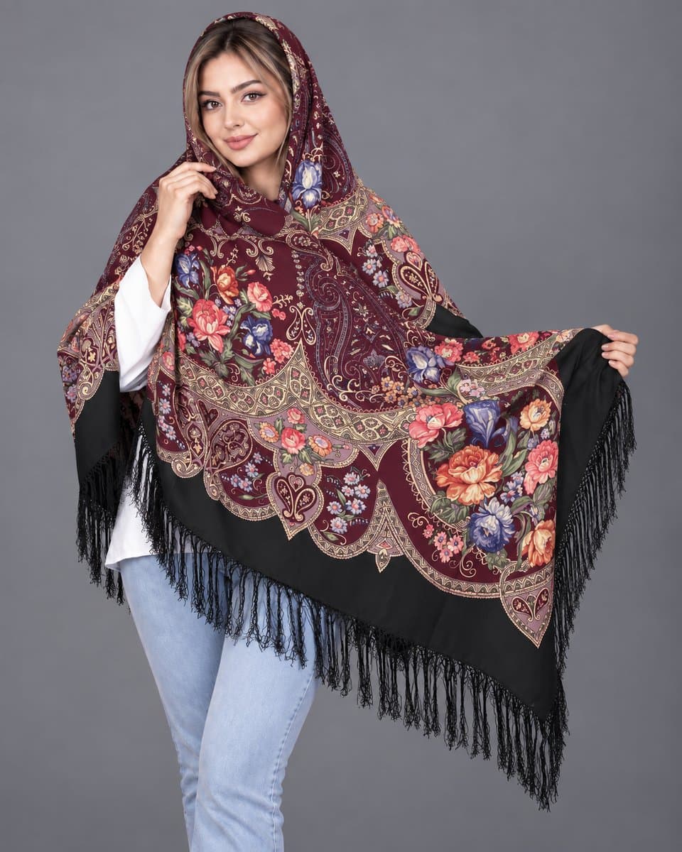 روسری ترکمنی پشمی اصیل