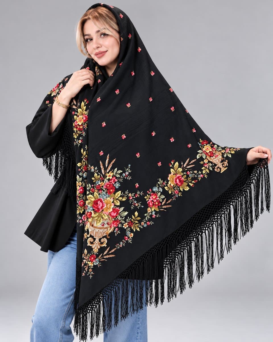 روسری ترکمنی پشمی اصیل