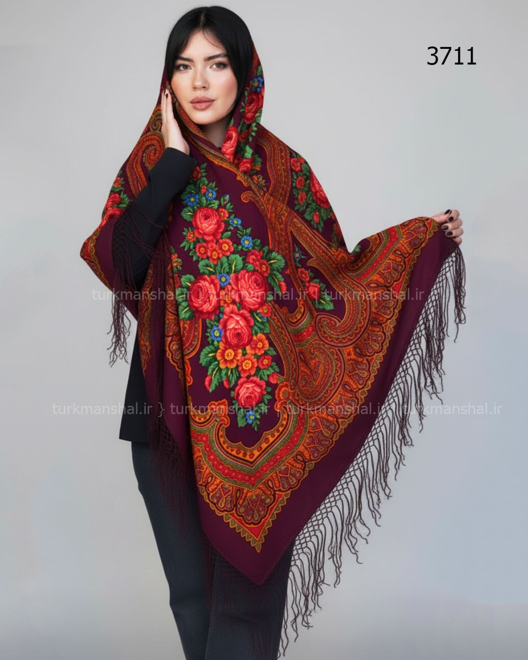 روسری ترکمنی پشمی اصیل