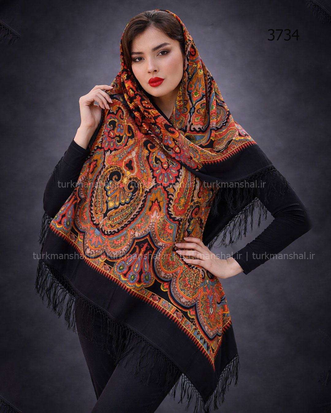 روسری ترکمنی پشمی اصیل
